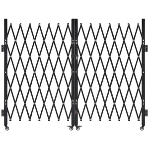 summervibes VEVOR Double Folding Security Gate, Lockable Scissor Gate with 360 Swivel Casters, Outdoor Barricade Steel Retractable Gates, for Entry Security, Garage, Warehouse Pool, 129.92x 63.19 in (Wx H)