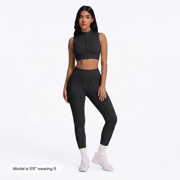 BetterMe Women's High-Waisted Contour Stitch Polyester Spandex Leggings - Black, Tummy Control, Smooth Fit, Minimalist Basic Fitness Tights for Everyday Gym Wear, Bottom, Body Contouring, Workout & Training, Yoga, Running