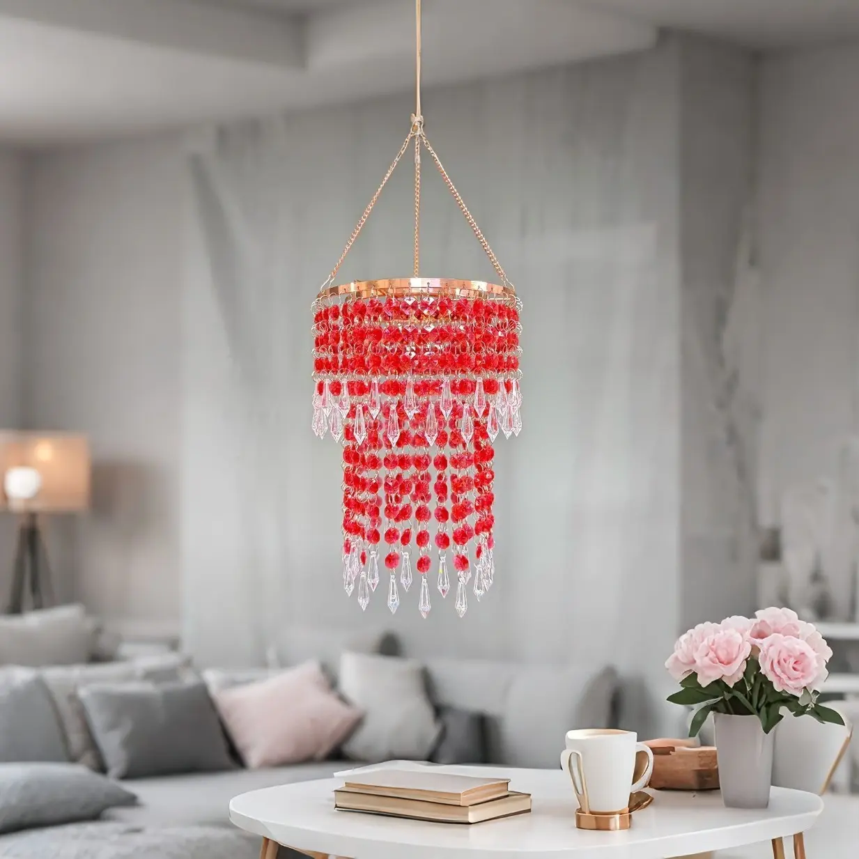 Bohemian Style Curtain Decor Hanging Ornament, Party Festival Centerpiece, Acrylic Water Drop Pendant, Plastic, No Battery, Universal Setting, Durable Plastic Decor, Boho Style Decoration, Decorative Ornaments