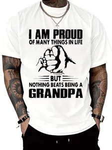 Funny Grandpa Print T-Shirt, Cotton Casual Top, Perfect Gift for Grandfather, Home Leisure, Family Gatherings, Father's Day