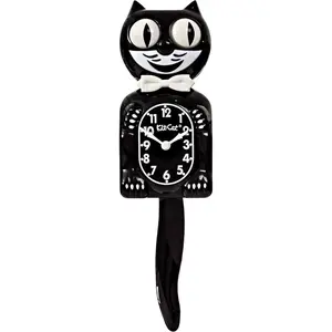 Kit-Cat Klock Gentlemen The Original (Classic Black) - Iconic Retro Cat Clock with Moving Eyes and Tail, Battery Operated Wall Clock, Made in USA, Perfect for Home Decor, Mid Century Modern Clock