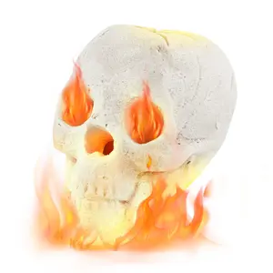 COSTWAY Halloween Ceramic Skulls for Fire Pit, Durable Reusable Fireproof Fire Pit Skull Stone for Gas, Propane, Wood Fires, Outdoor Halloween Skull Fire Pit Stones for Outside Bonfire Campfire Fireplaces