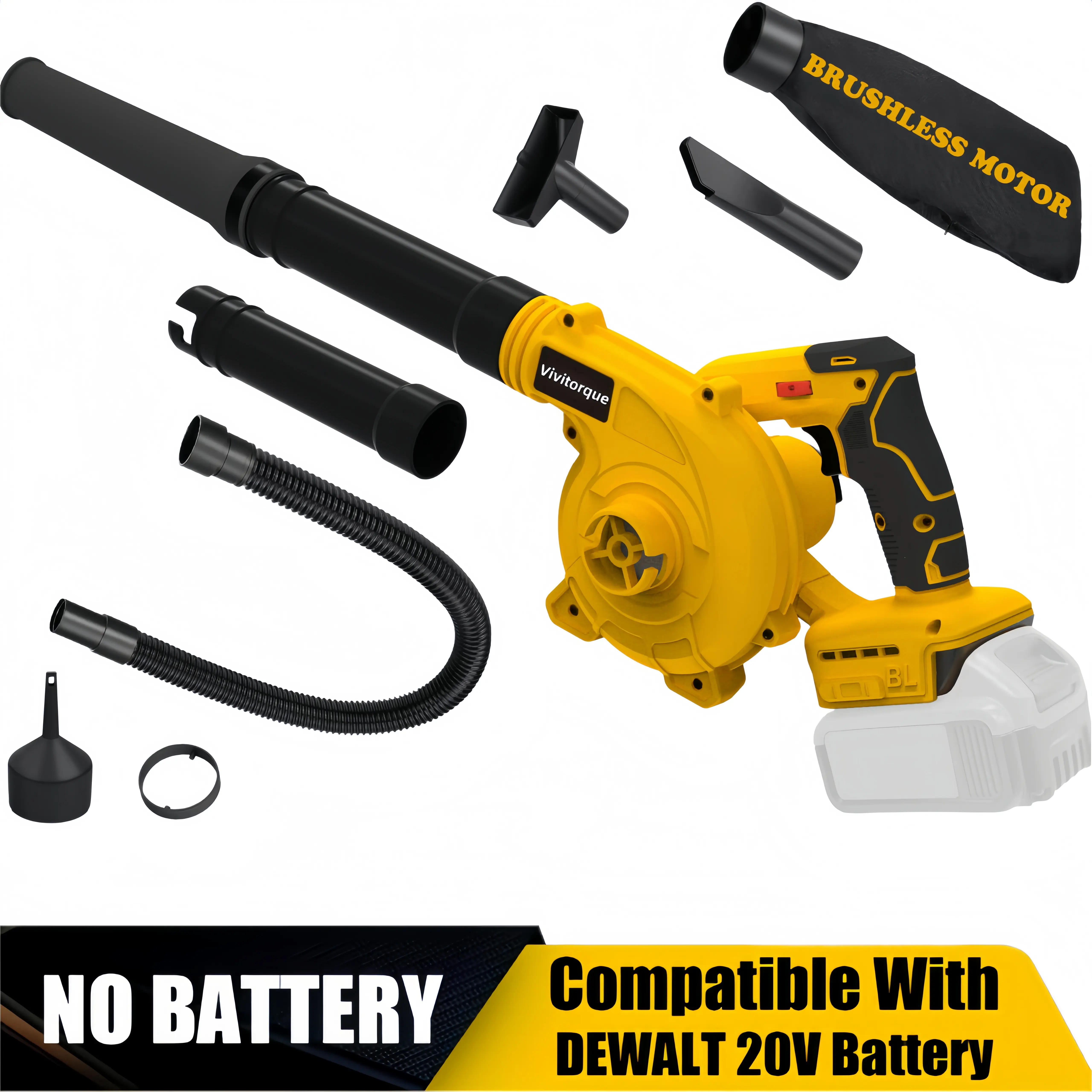 ViviTorque 20V MAX Cordless Blower/Vacuum for DEWALT, Compact 2-in-1 (Battery Not Included) ViviTorque 20V MAX Cordless Blower/Vacuum for DEWALT, Compact 2-in-1 (Battery Not Included)
