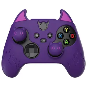 L-RDC006  Halloween Cute Demon Silicone Cover for Xbox Series X/S Controller, Kawaii Anti-Slip Controller Skin Grip Protector for Xbox Core Wireless Controller with Thumb Grip Caps - Purple