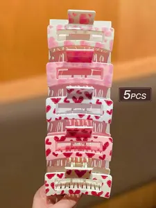 Minimal Square Hair Claw Clips (5 Pack) – Pink Everyday Claw Clips