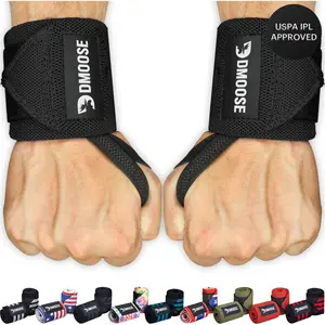 Dmoose Wrist Wraps, Avoid Injury and Maximize Grip with Thumb Loop, 18" or 12" Gym Straps Pair, Wrist Straps for Weightlifting, Powerlifting, Bench Press, Bodybuilding, Deadlift Straps for Men & Women DMoose