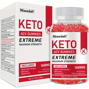 Niwedah KETO ACV Gummies - Extreme Maximum Strength, 1680mg Apple Cider Vinegar, Beet Juice, Vitamin B12 & B6, 60 Gummies for Metabolism Boost, Detox, Craving Control & Healthy Lifestyle, 5.29oz
