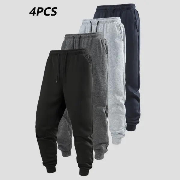 Men's Solid Color Basics Sweatpants - Casual Male Clothing, Comfy Mid-Waist Drawstring Elastic Waist, Easy-to-Style Athletic Joggers for Spring Autumn Streetwear, Machine Washable Bottoms,sohochic