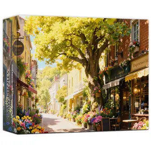 Jigsaw Puzzles for Adults 1000 Pieces, Sunny European Town Street, 28x20 Inch Vibrant Wall Art for Home Décor & Relaxation