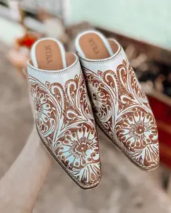 Valeria Hand Tooled Mules