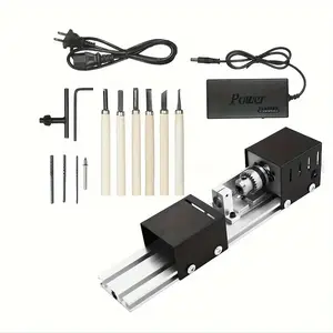 Mini Electric Engraving Tool for Wood, 7-Speed Adjustable Desktop Rotary Carving Machine with 6 Blades