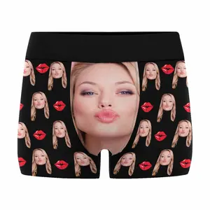 BARLEY ONE Click “Shop Chat”, Send Photos, Custom Face Mens Boxer Briefs Personalized Underwear with Photo Picture Customized Boxers Gifts for Mother's Day Boyfriend Husband Him, 01