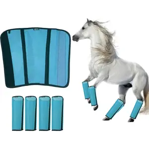 Mesh Horse Fly Boots Set of 4, Loose Fitting Breathable Adjustable Shoofly Leggings Fly Leg Wraps for Horses, Comfortable Stay-on Boots Stop Annoying Stomping