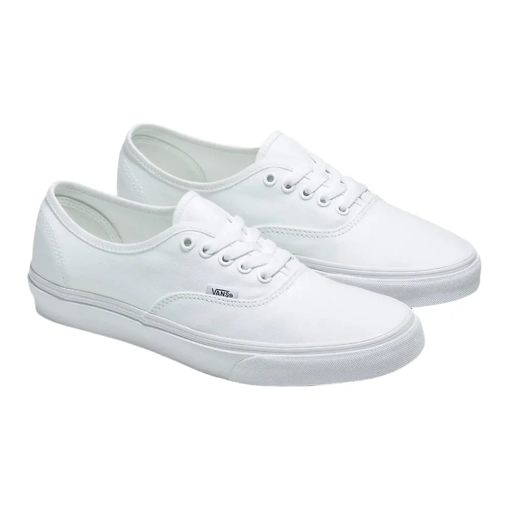 VANS Authentic True White Men's Low-Top Closed Casual Sneaker, Rubber Walking Shoes with Vulcanized Construction, Durable Canvas Uppers, All-Seasons Athletic Sports Trainer Footwear, Sports Shoes, Training, All-Day Casual Trainers, Chill Casual Trainers