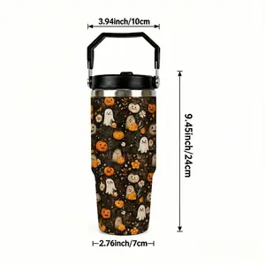 Halloween Ghost Pumpkin Thermal Cup Tumbler, Leak-Proof Design, Keeps Drinks Hot 12 Hours Cold 24 Hours, Perfect for Commuting Travel Gift,Unique Birthday Surprise for Bestie, Portable Car Cup Holder Friendly,Mother's Day Gift,A gift for mom