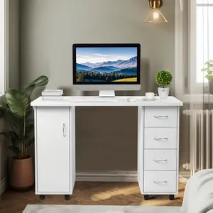 Double Edged Manicure Nail Table with Drawer White