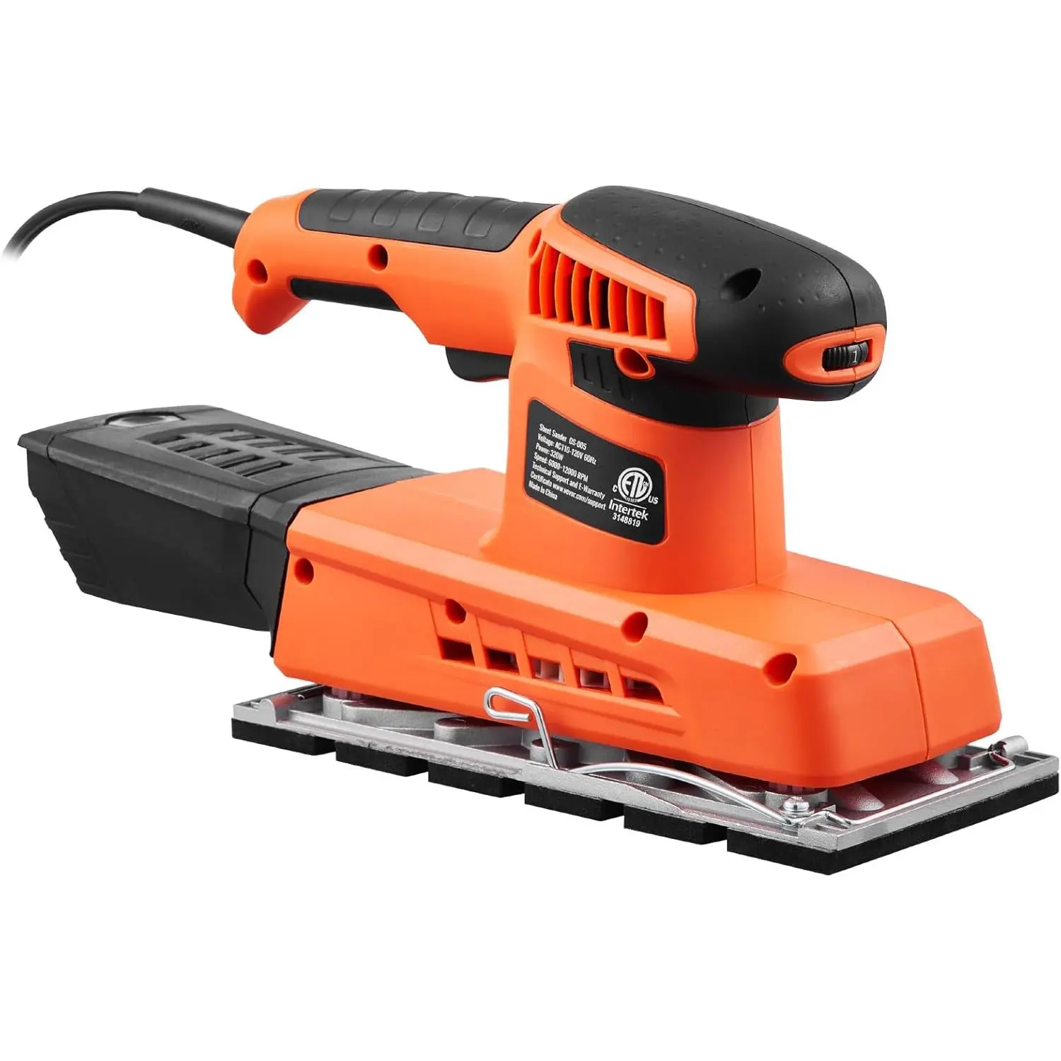 VEVOR Sheet Sander, 1/2 Sheet 2.5A Electric Sander for Woodworking, Max. 12000RPM Variable Speed Sheet Finishing Sander with Sandpaper and Dust Box for Wood Polishing Sanding