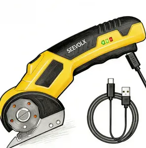 SEEVOLX 4V Max Electric Box Cutter, Rechargeable Smart Utility Knife with Auto-Lock Safety & LED Light for Cardboard, Carpet, Fabric - USB-C Charging