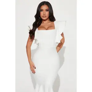 Elyse Bandage Midi Dress - White