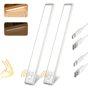 Magnetic Installation Dimmable Lights, 1500mAh USB Rechargeable Light, Motion Sensor Night Light Indoor, Under Cabinet Lights for Kitchen, Wardrobe, Pantry, Closet, Coffee Corner, Bathroom, Stairs, Hallway, Sink Cabinet, Laundry Room, Tool Room, Garage