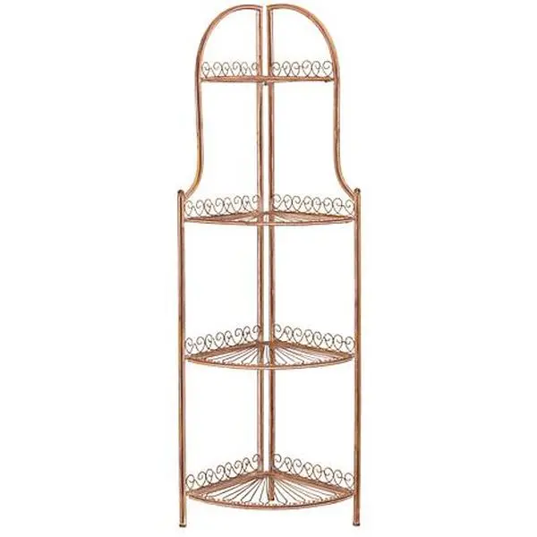 Safavieh Abarrane Wrought Iron 4-Tier Outdoor Corner Shelf Safavieh Abarrane Wrought Iron 4-Tier Outdoor Corner Shelf