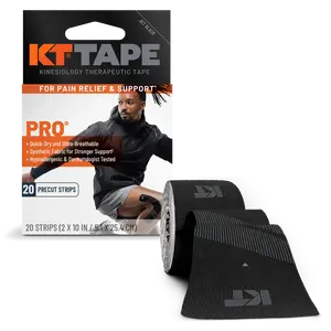 KT Tape Pro - Professional Grade Athletic Tape for Pain Relief & Support, Synthetic Fabric, Hypoallergenic, Latex-Free, 20 Pre-Cut Kinesiology Strips Stretch Flexibility