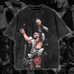 Retro Limited UFC ILIA TOPURIA Oversize Washed Tee, Unisex ILIA TOPURIA UFC Heaweight Cotton T-shirt, Premium UFC Graphic Tee, Fighter Graphic T-Shirt, Retro Soft Cotton MMA Shirt, Perfect Gift for UFC & Sports Fans P5A
