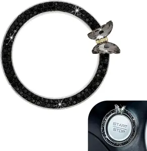 Bling  Knobs Ring,  Rhinestone Ring Emblem Sticker, Girly Butterfly  Engine Start Button Cover, Push to Start Button, Key  Starter&Knob Ring,  Accessories for Women