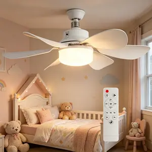 Socket Fan Light with Remote Control, Dimmable 3-Speed Quiet in Bedroom, Living Room, Kitchen, Garage and Dining Room-Suitable for all Seasons Screws into E26/E27