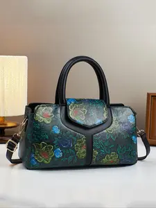Stylish High-Quality Patchwork Boston Tote Bag, Large Capacity Casual Handbag with Zip Closure, Versatile Crossbody Bag for All Seasons, Pu Tote Satchel, Fashionable Patterned Bag, Zipper Crossbody Tote
