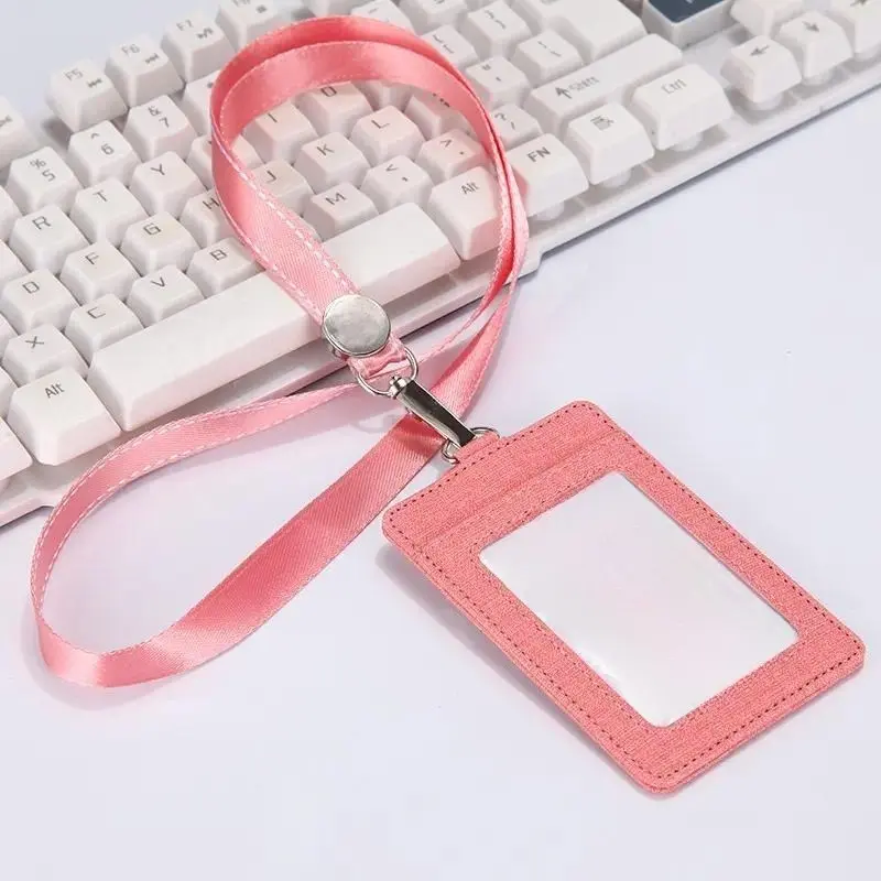 Durable PU Leather Multi-Slot ID Badge Holder, Equipped with Retractable Badge Reel & Adjustable Neck Lanyard, Secure Storage for Office Work IDs & Access Cards, Essential Daily Office Stationery Accessory