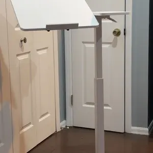 Overbed Bedside Table Adjustable with Wheels, Mobile Standing Stand Up Rolling Laptop PC Desks with Tilting Top Height Tray Side Computer Workstation