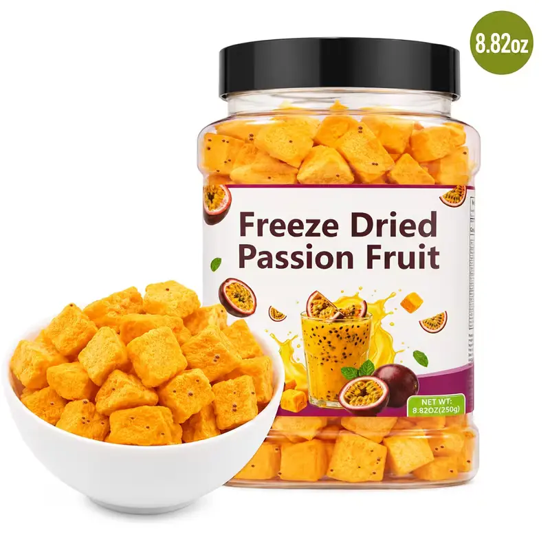 8.82oz(250g) Clean Sugar-Free Freeze-Dry Passion Fruit Pieces, Pure Fruit Dried Snack for Tea, Smoothies, Crunchy Freeze Dried