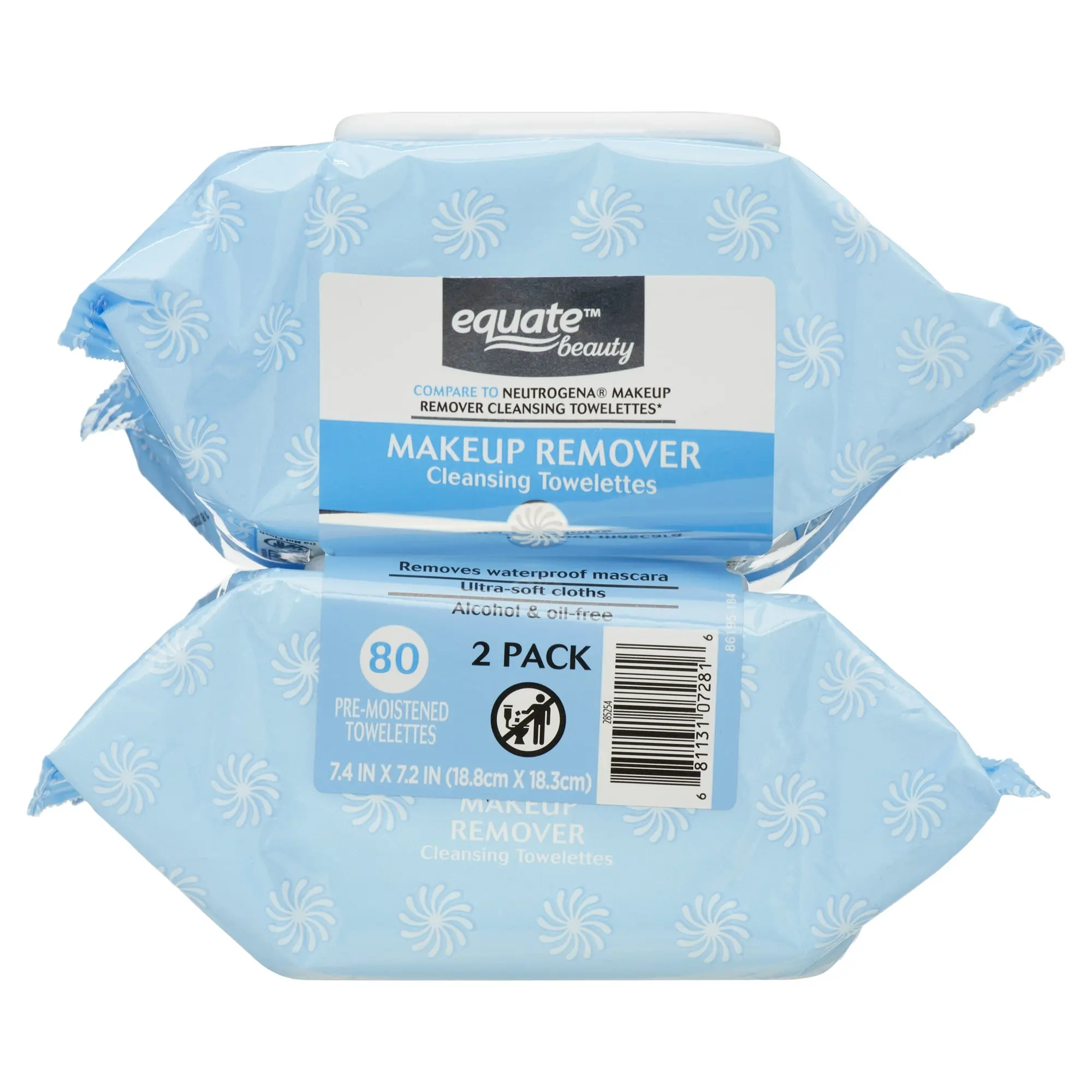 Equate Makeup Remover Cleansing Towelettes 40 Count (2 Pack) – Gentle Formula for Effective Makeup Removal, 80 Total Wipes Moisture