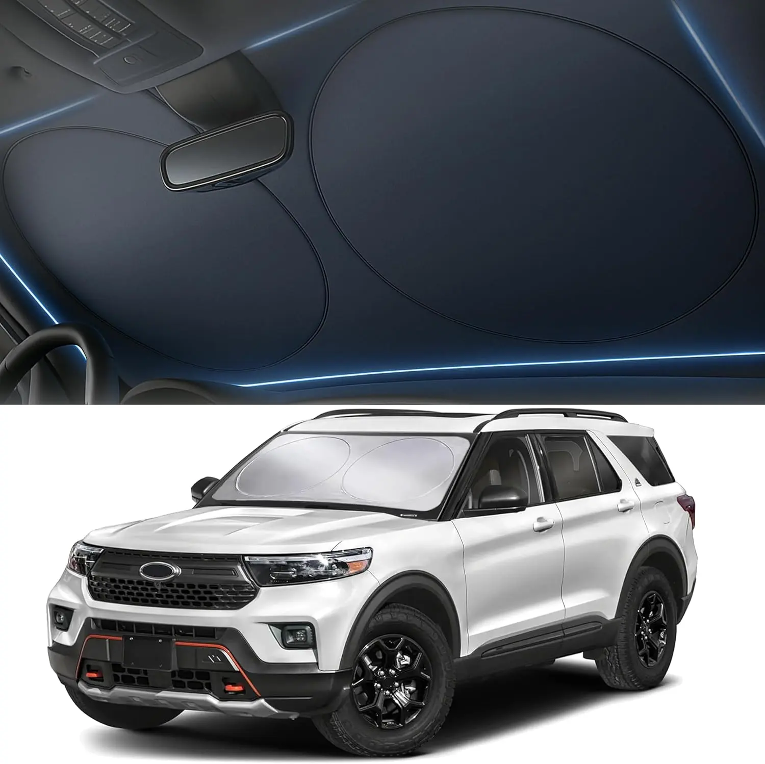 Sun Shade for Car Windshield Foldable – 280T Thickened Car front window shade, Heat Shield UV Protection Curtains, Keeps interior Cool, Easy Fold Storage, Universal Fit for SUV, Sedan (Medium)