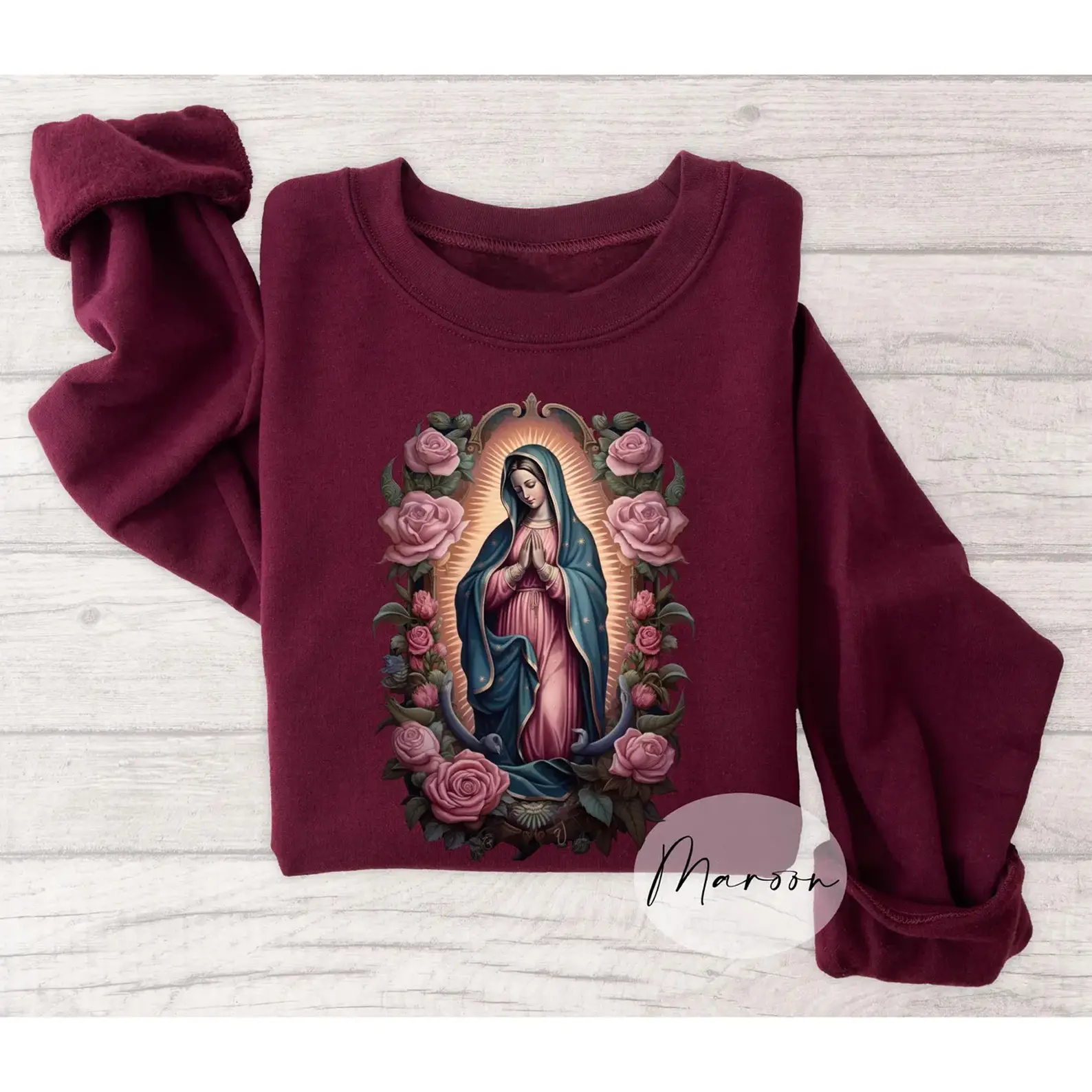 Our Lady of Guadalupe Sweatshirt, Virgin Mary Unisex Sweatshirt, Mama Mary Clothing, Religious Gift, Catholic Shirt, Blessed Virgin Mary
