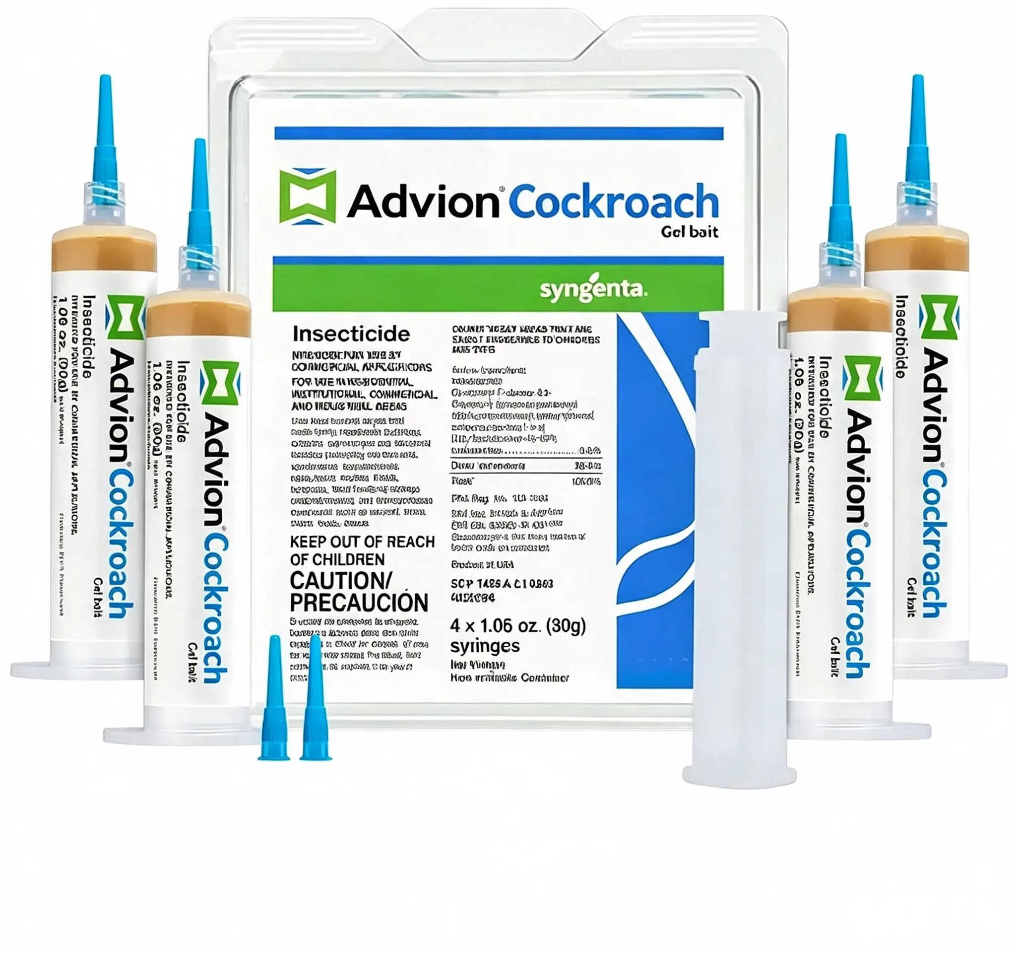 Advion Cockroach Gel Bait Kit Set - Industrial Home Pest Control Advion Gel, 4x30g Tubes, 1 Plunger, 2 Tips, Multi-Species Roach Killer for American, German & Major Species, Indoor & Outdoor Use