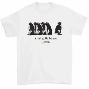 National Geographic Cotton Short Sleeve T-Shirt I Just Gotta Be Me Graphic Penguin,Hoodie and Sweatshirt for autumn and winter,Crew Neck Loose Fit Casual Streetwear Tee for Him & Her WTG