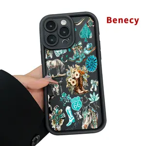 Western Dreamscape Pattern TPU Phone Case for iPhone 17 Pro Max 16 Plus 15 14 13 12 11 Air E Shockproof Drop Protection Rugged Durable Silicone Cover Cellphone Protective Casing