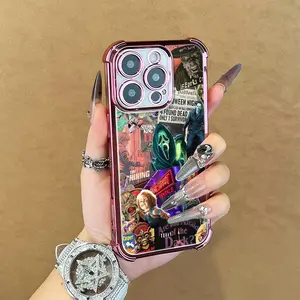 Vintage Horror Collage Clear Phone Case with Creepy Poster Art Fits iPhone 16 Pro Max 15 Plus 14Pro 13 12 11 XS Max XS XR and Samsung Galaxy S25 Ultra S24 Plus S23 Shockproof Protective Case Retro Scary Aesthetic Gift for Horror Lovers