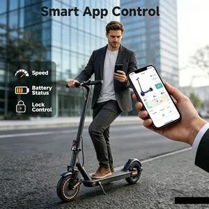 Pro Aluminum Commuting App Controlled Scooter - 500W Brushless Motor, 22 MPH Top Speed, 25 Mi Range, Dual Braking, LED Display, Compact Fold, 10-Inch Non-Pneumatic Solid Tires, Dual Suspension, 265 Lbs Max Load, Black for Outdoor Sports & Fitness, Commuti