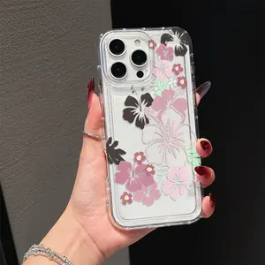 Pink flower pattern phone case Cover protective case, Casing, suitable for Apple 11/12/13/11/14/16/17/15/PRO/PROMAX/PLUS/Air and other phone models, a good choice for giving to girlfriends, boyfriends and girlfriends, and holiday gifts