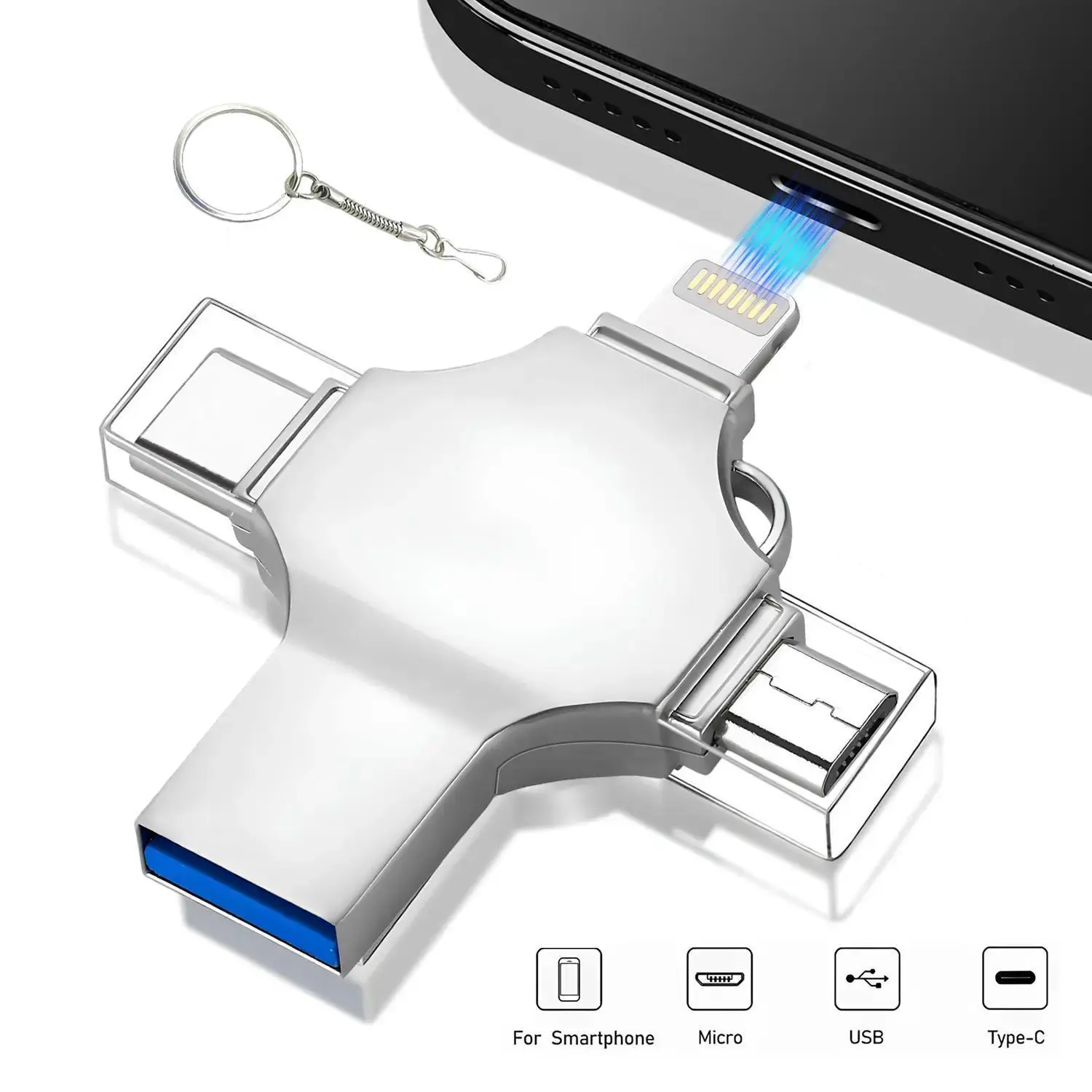 2TB USB Flash Drive,4 in 1 High Speed USB 3.0 Memory Stick,Thumb Drive,USB flash drive for iPhone iPad,External Storage for iPad,Android Phones,PC and More Devices,Memory stick storage for photo and video backup