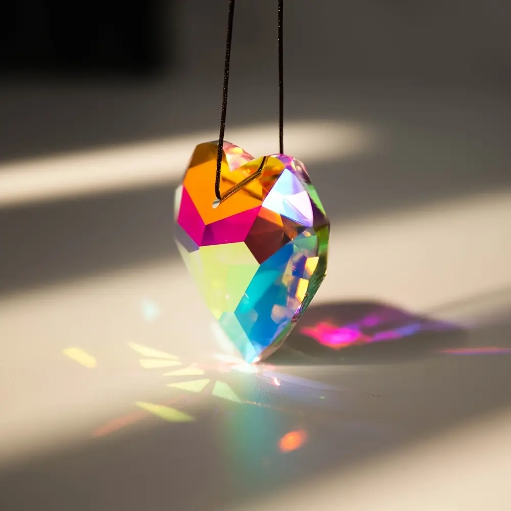 3 PCS Glass Rainbow Ornament Crystal Heart Suncatcher, Hangable Home Decor Room Art, Valentine's Day Hanging Rainbow Maker Window Decor