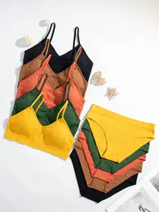 Women's Solid Color Backless Triangle Bra & Panty Set, Soft Comfy Breathable Seamless Lingerie Set for Daily Wear, Underwear Set for Women, Underwear for Women, Fit, Clothes