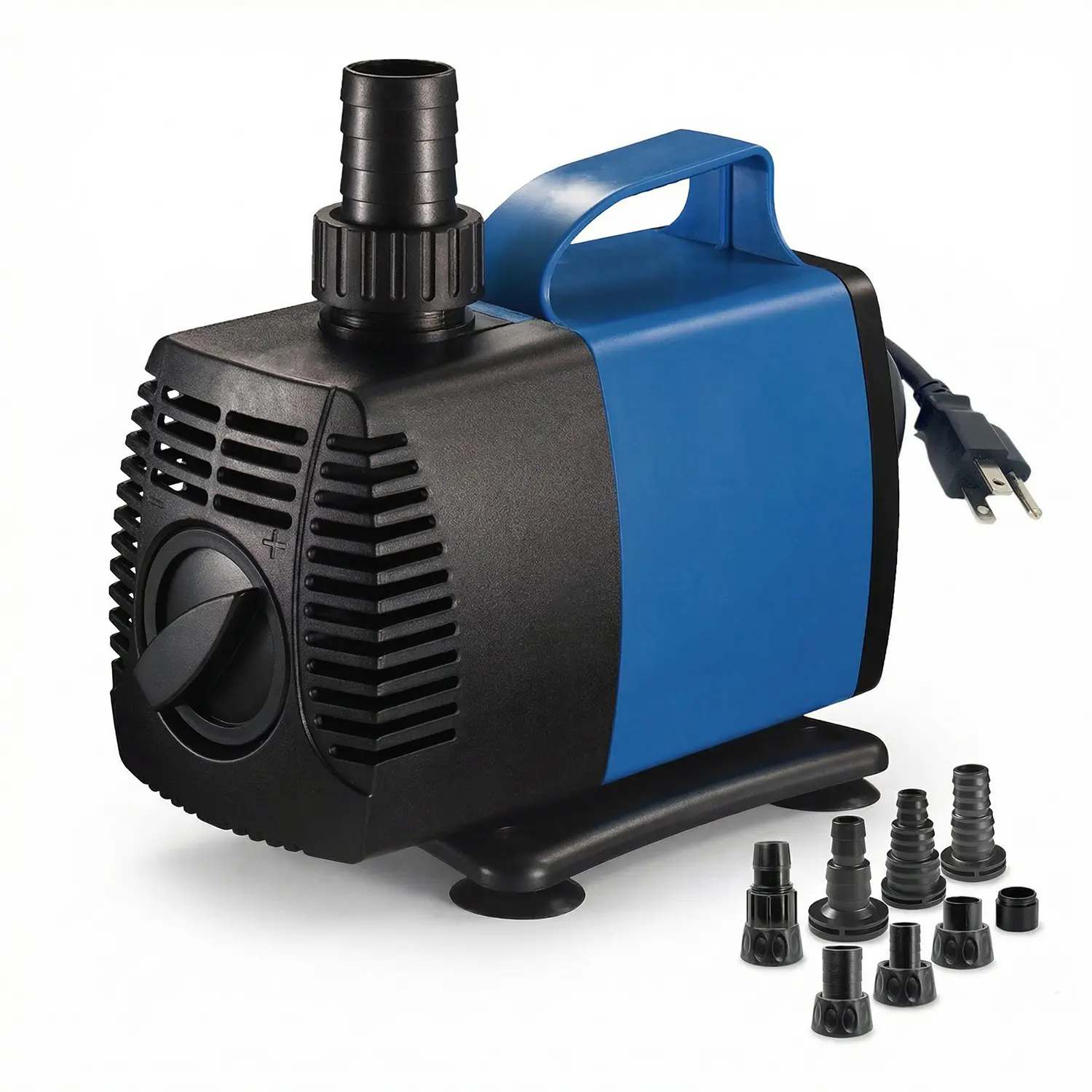 Aqua Dream 120V AC Square Submersible Aquarium-Safe Water Pump - 2000 GPH, Quiet, High Lift, Epoxy Sealed, UL Certified, 4in Width, Reptiles/Amphibians Safe, Fountain Ready, 23mm Adapters, Power Supply Included, Adjustable Flow, Residential Use Support, W
