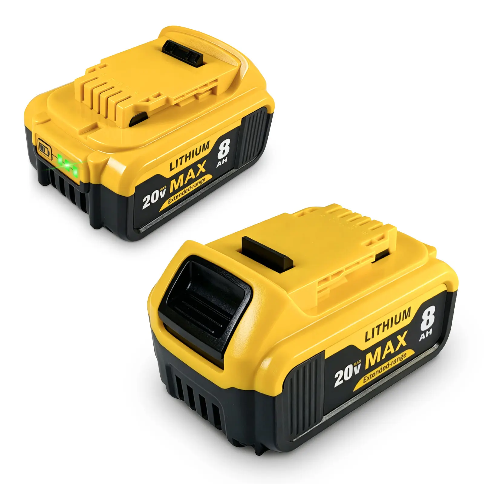 Dewalt 1-Pack 8Ah Lithium-ion Battery Replacement for 20V Max XR Cordless Tools DCB205 High Capacity 8000mAh Safe Reliable 20V 160Wh Rechargeable Li-ion Cells, Batteries, Cordless Drill Battery, Durable Lithium Battery