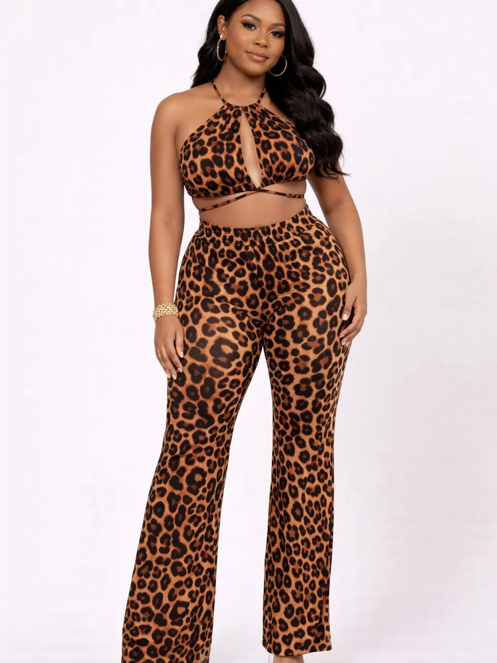 Bold Cheetah Print Two-Piece Set for Women Summer Style Sleeveless Top & Below the Ankle Bottom Y2K Fashion Comfortable Breathable Fabric Versatile Styling