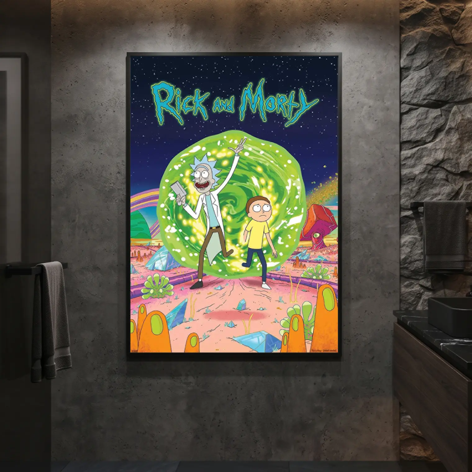 Rick and Morty Cartoon Print Set - 14 Different Minimalist Artwork Posters for Dorm Decor, Hanging Home Wall Decor Supplies, Photo