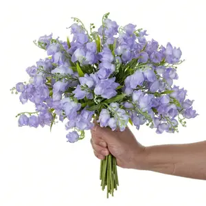6pcs Artificial Lily Of The Valley Purple Bell Flower, Silk Flower Bouquet For Wedding, Dining Table Centerpiece Decor, Decorative Flowers, Home Decoration Bouquet, Suitable For Home, Garden, Wedding, Party